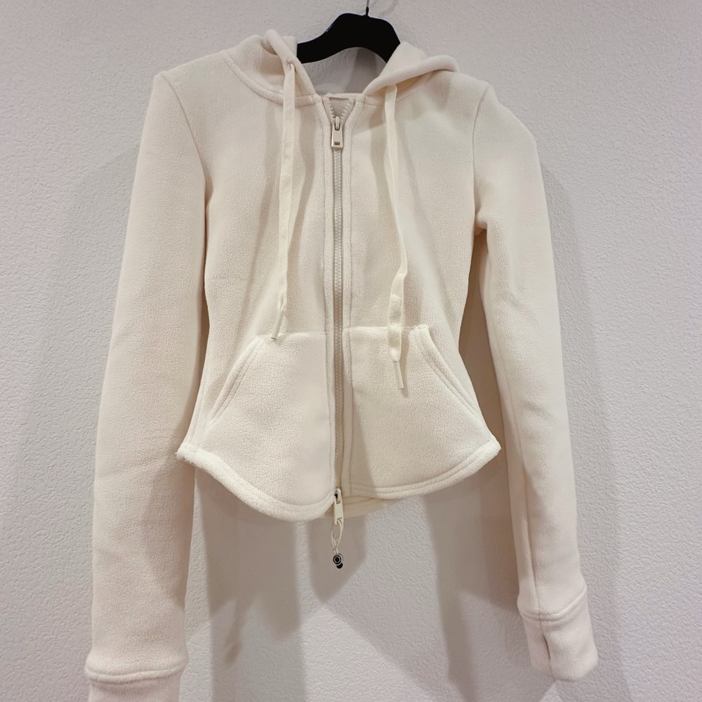 Chic Cream Zip-Up Hoodie
